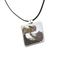 Square Necklace with Leather Cord